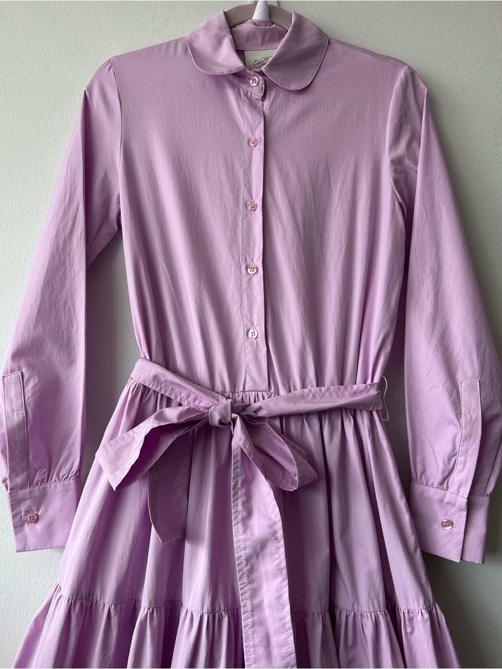 Edito By Simons BELTED TIERED Maxi SHIRTDRESS in Lavender - Picture 4 of 12